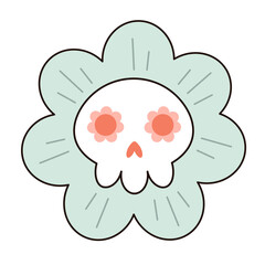 Retro Halloween flower clipart. Groovy Halloween flowers. Hand drawn vector illustration in flat style