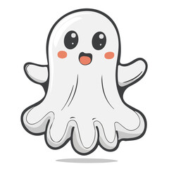 illustration vector Halloween ghost isolated on white background, scary ghost illustration, Halloween party, vector illustration