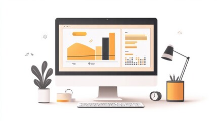 A modern e-learning platform displayed on a computer, showcasing interactive courses, quizzes, and progress tracking tools in a sleek, user-friendly interface