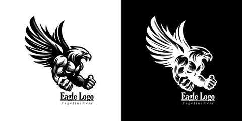 logo design in the shape of an eagle with a human body