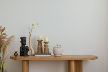 Neutral living space with minimalistic accessories. A beautifully styled living area with...