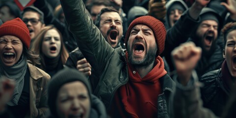 Obraz premium A passionate crowd protesting in the city