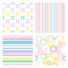 Seamless patterns, Set of colorful endless background design.