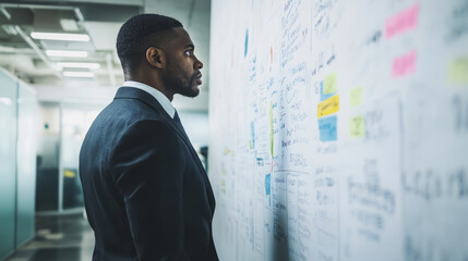 A negotiator using a whiteboard to outline key points during a complex business discussion