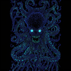 Demon Warlord of the Forgotten Realms - Dark Gothic and Sinister Occult Hoodie Design for Aficionados of Brutal Horror, Gothic Themes, and Nightmare Creatures
