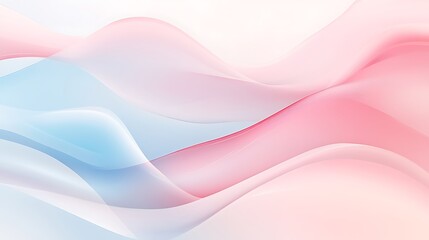 Obraz premium A soft, abstract design featuring flowing waves in pastel pink and blue tones, creating a serene and calming visual effect.