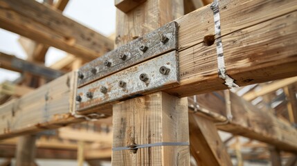 Close up of wooden beam structure