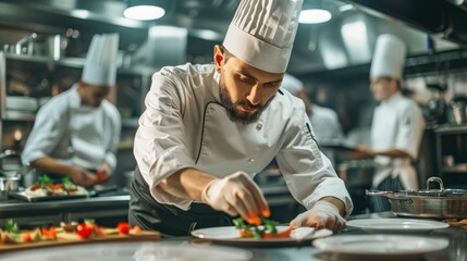 Chef  plating a meal