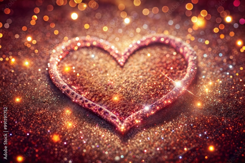 Canvas Prints heart shape formed by sparkling lights on gold surface
