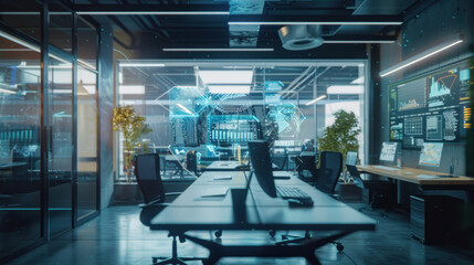 A cutting-edge digital workplace with automated workflows, AI tools, and immersive technology for enhanced productivity and collaboration.