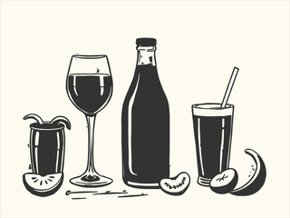 Minimalist set of food vector @ illustration design