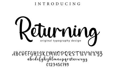 Returning Font Stylish brush painted an uppercase vector letters, alphabet, typeface
