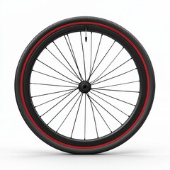 Naklejka premium Wheel for road bicycle with carbon rim isolated on white background. 3d illustration