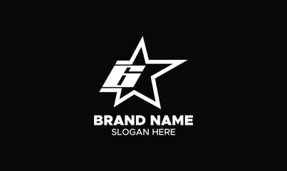 Obraz premium Number 6 logo template with Star design element, number 6 with star, minimalist 6star, 6 number star logo template illustration
