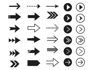 様々な形をした黒色矢印のバリエーションセット