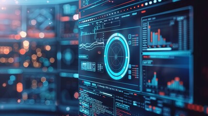 Obraz premium Futuristic Digital Data Analytics Dashboard Interface