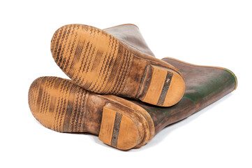 Old boots isolated on white