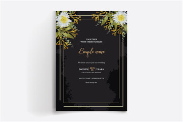 WEDDING INVITATION FRAME WITH FLOWER DECORATIONS WITH FRESH LEAVES