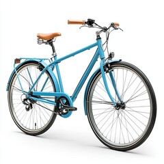 Obraz premium Stylish womens blue bicycle isolated on white background