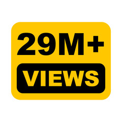29M views,  29 million views on transparent background