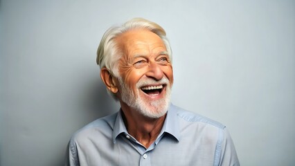 Obraz premium Happy Senior Man Smiling and Looking Away