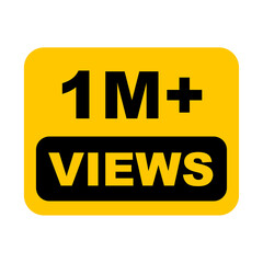 1M views,  1 million views on transparent background