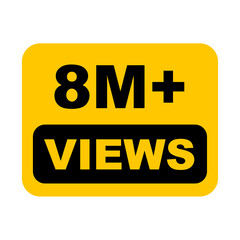 8M views,  8 million views on transparent background