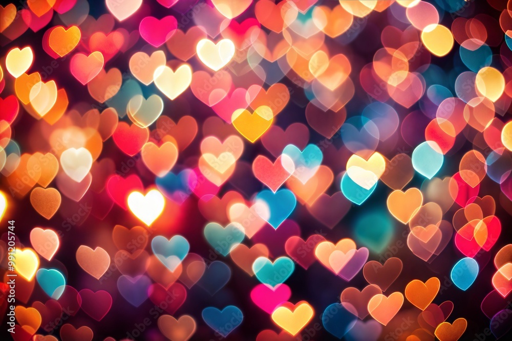 Canvas Prints romantic bokeh background with colorful hearts
