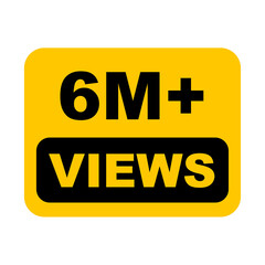 6M views,  6 million views on transparent background