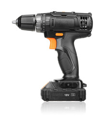 Cordless drill driver isolated on white background.