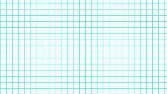 light blue grid motion background,  line graph paper pattern moving, loop animation seamless pattern 