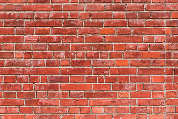Obraz premium Red brick wall with white mortar.