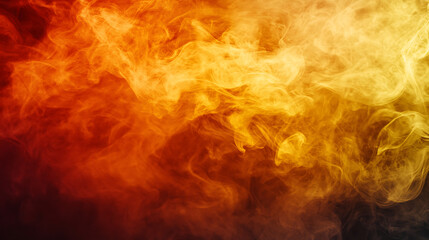 orange and yellow smoke swirling on a stage, creating a warm and lively atmosphere