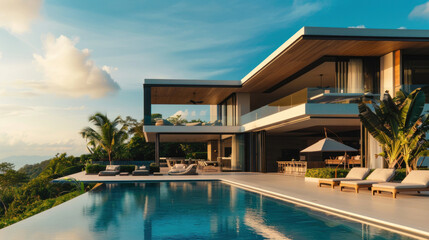 Fototapeta premium A digital platform showcasing luxury real estate investments, with updates on property values, rental income, and market trends.