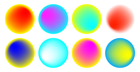 A set of colorful circles with varying shades of blue, green, yellow, and red