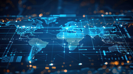 Obraz premium A digital platform showing the flow of global wealth through investments, trade, and international finance markets.