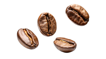 Obraz premium Roasted coffee beans, isolated on white background, close-up shot