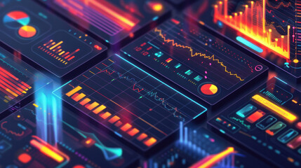Obraz premium A digital platform tracking the performance of different investment funds, showing growth over time in various sectors.
