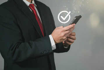 Businessman filling out employee evaluation form online Human resource management (HR), human resource management concepts, HR, recruiting, leadership and team building