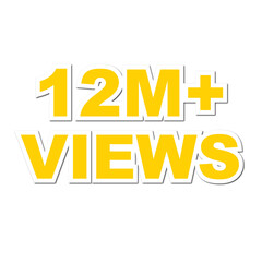 12M views,  12 million views on transparent background