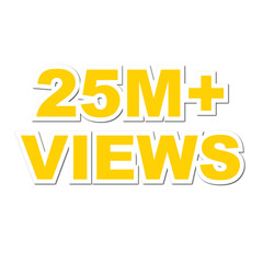 25M views,  25 million views on transparent background