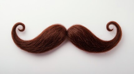 Curled mustache with chestnut brown hair elegantly cut out