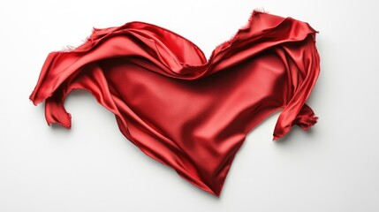 Fototapeta premium Heart shaped tear in paper revealing the satin texture of a flag Isolated on white background