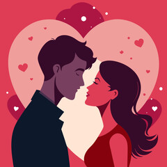 vector romantic love couple silhouette illustration