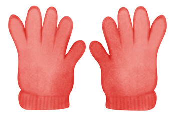 Obraz premium Red gloves, watercolor vintage painting style, hand painted, no AI