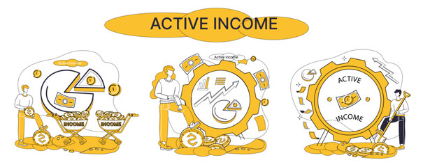 Earned income vector illustration. Earning is melody sung by those dancing to rhythm financial success Financial strategies are brushstrokes on canvas economic growth Economy, ecosystem wealth