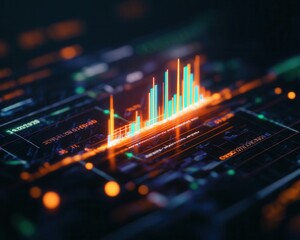 Visual representation of a companys expansion, with graphs and charts showing growth metrics and strategic management initiatives