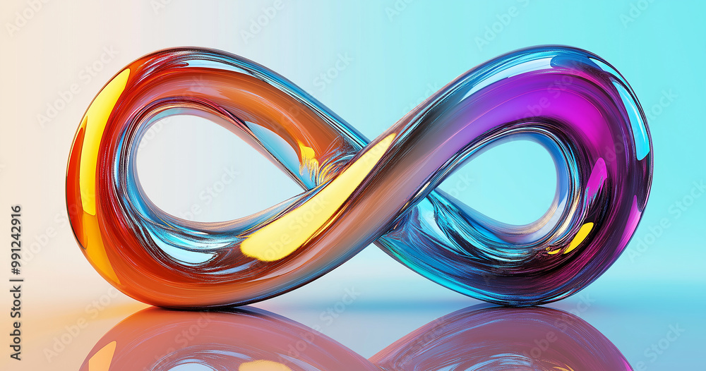 Aufkleber Infinity symbol is reflecting on gradient background with vivid colors
