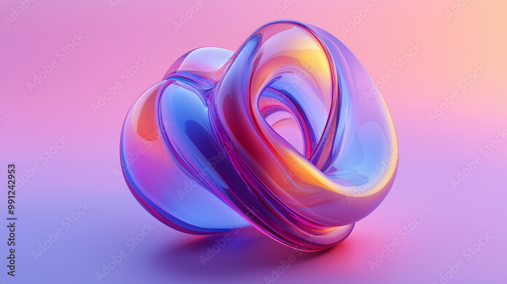 Poster Abstract 3d shape reflecting light on gradient background