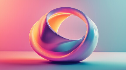 Abstract 3d shape with vivid colors on gradient background